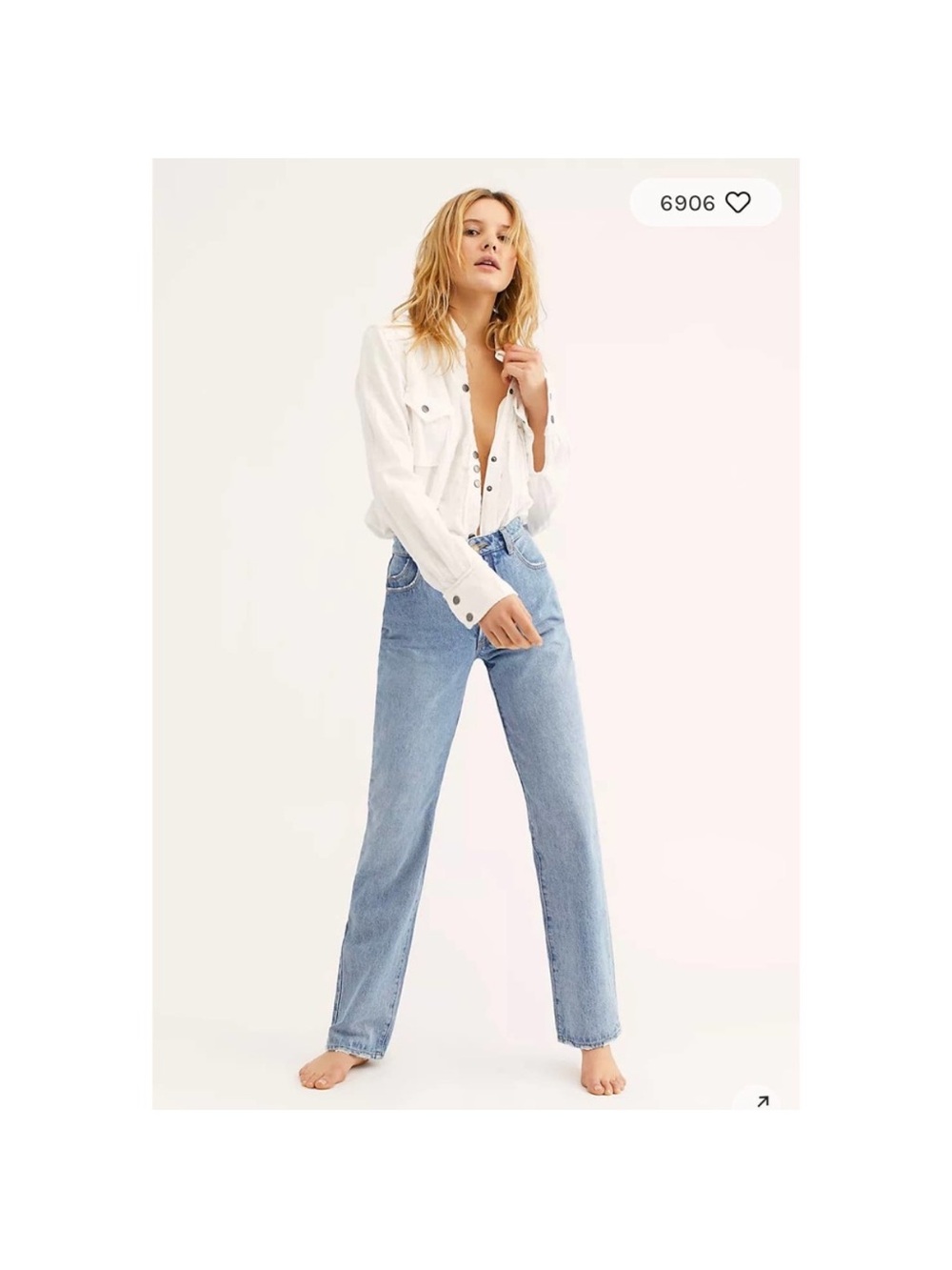Free People Rolla’s Jeans Womens 29 Classic Straight High Rise Button Fly